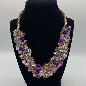 Gold Multi Purple Crystal Necklace